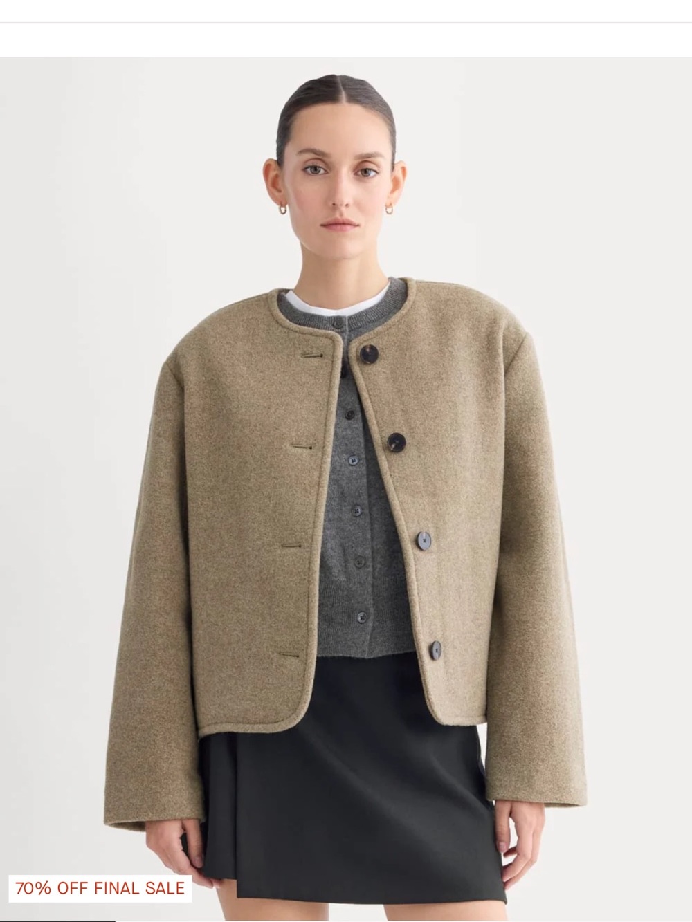 Everlane Olive Boxy Pea Coat